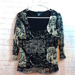 Y2K Burnout Black Romantic Whimsigoth Lace Kiara Crop Top L